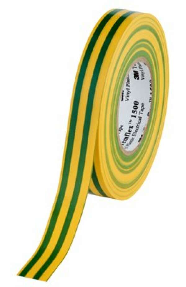 3M Temflex™ 1300 (7000062615) - изоляционная лента, желто-зеленая, 15 мм х 10 м х 0,13 мм