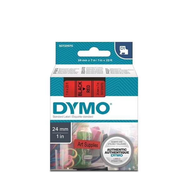 DYMO S0720970 - картридж D1 с лентой (красная, шрифт черный), 24 мм х 7 м (5 штук в упаковке)