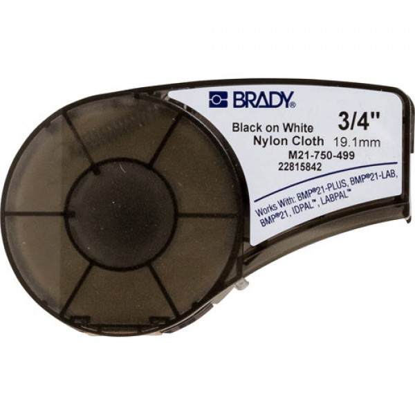 Brady M21-750-499 - лента нейлоновая, 19.05mm/4.87m (черный на белом)