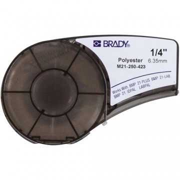 Brady M21-250-423 - лента из полиэстера, 6.35mm/6.4m (черный на белом)