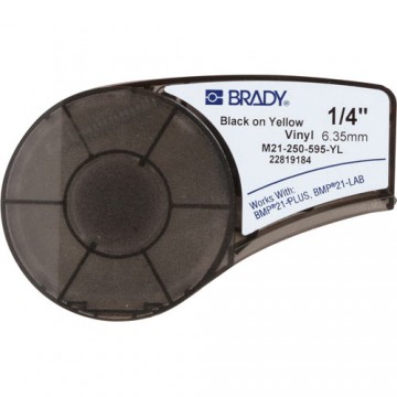 Brady M21-250-595-YL - лента виниловая, 6.35mm/6.4m (черный на желтом)
