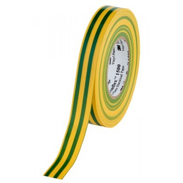 3M Temflex™ 1300 (7000062615) - изоляционная лента, желто-зеленая, 15 мм х 10 м х 0,13 мм
