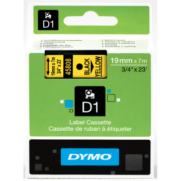 DYMO S0720880 - картридж D1 с лентой (желтая), 19 мм х 7 м (5 штук в упаковке)