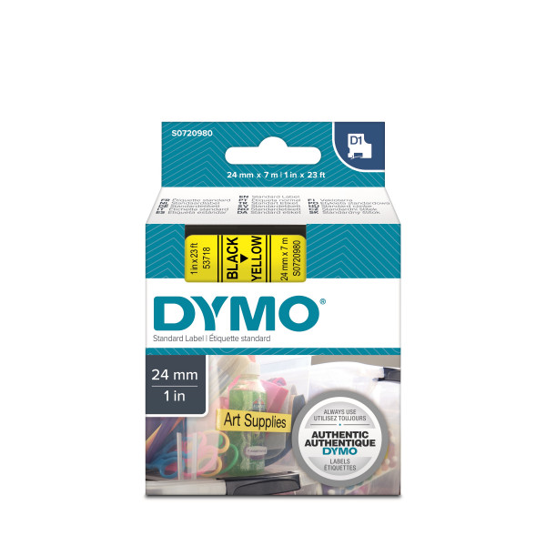DYMO S0720980 - картридж D1 с лентой (желтая), 24 мм х 7 м (5 штук в упаковке)