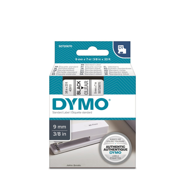 DYMO S0720670 - картридж D1 с лентой (прозрачная), 9 мм х 7 м (5 штук в упаковке)