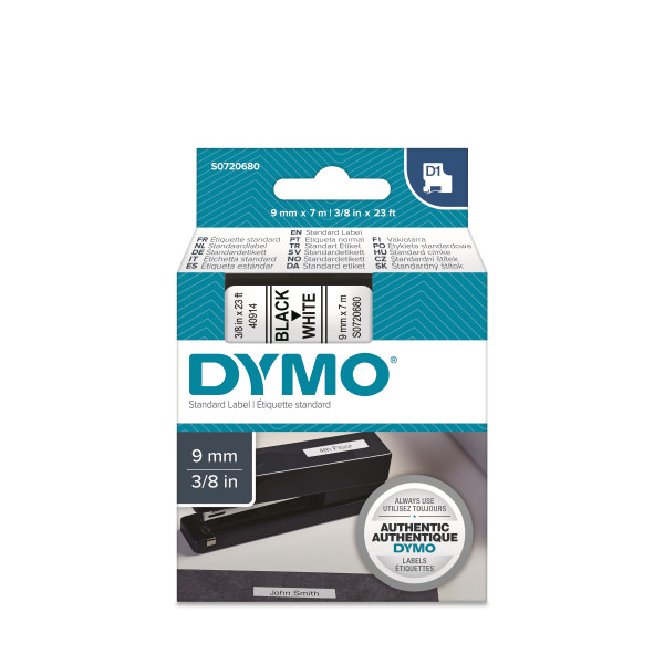 DYMO S0720680 - картридж D1 с лентой (белая), 9 мм х 7 м (5 штук в упаковке)