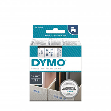 DYMO S0720540 - картридж D1 с лентой (белая), шрифт голубой, 12 мм х 7 м (5 штук в упаковке)