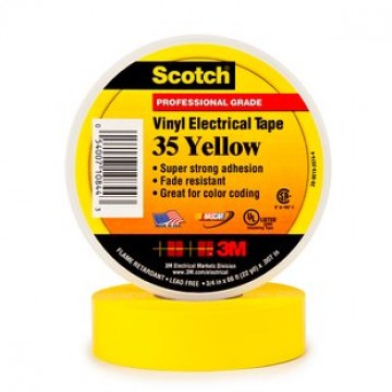 3M Scotch®35 - изоляционная лента, желтая, 19 мм х 20 м х 0,18 мм