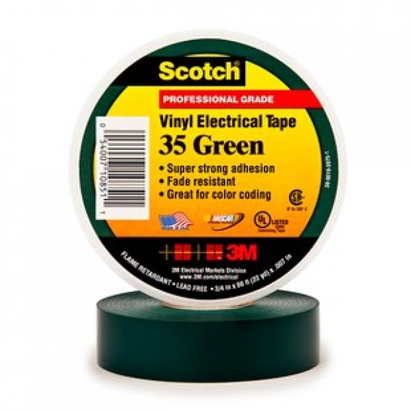 3M Scotch®35 - изоляционная лента, зеленая, 19 мм х 20 м х 0,18 мм