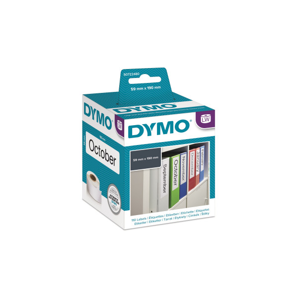 DYMO S0722480/99019 - этикетки на корешок папки-регистратора, 190х59 мм, 110 шт/рул (6 рулонов в упаковке)