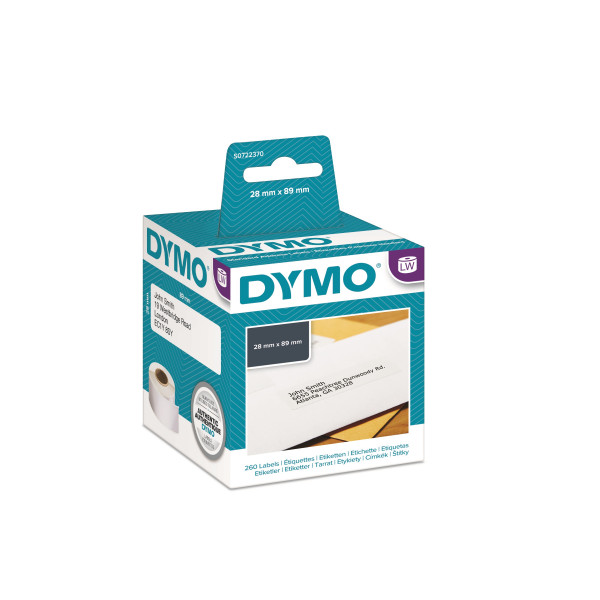 DYMO S0722370/99010 - этикетки адресные бумажные, 89х28 мм, 2х130 шт/рул (6 рулонов в упаковке)