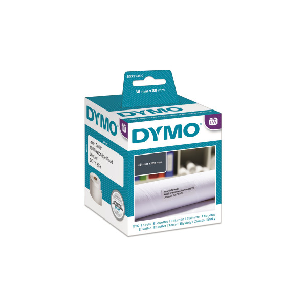 DYMO S0722400/99012 - этикетки адресные бумажные, 89х36 мм, 260 шт/рул (6 рулонов в упаковке)